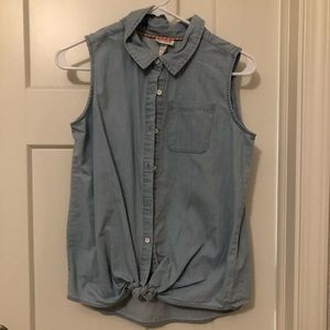Cat & Jack sleeveless button down denim.